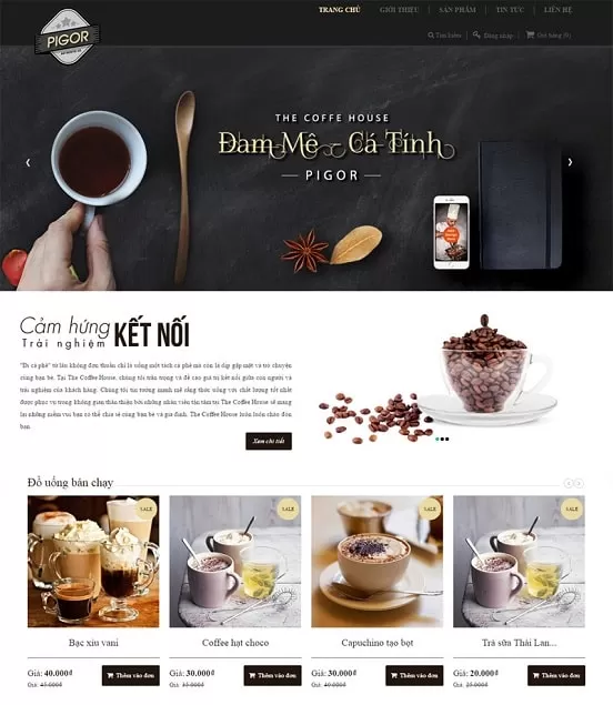 Dịch vụ thiết kế website cà phê chất lượng tại Web4s Nhân Hòa
