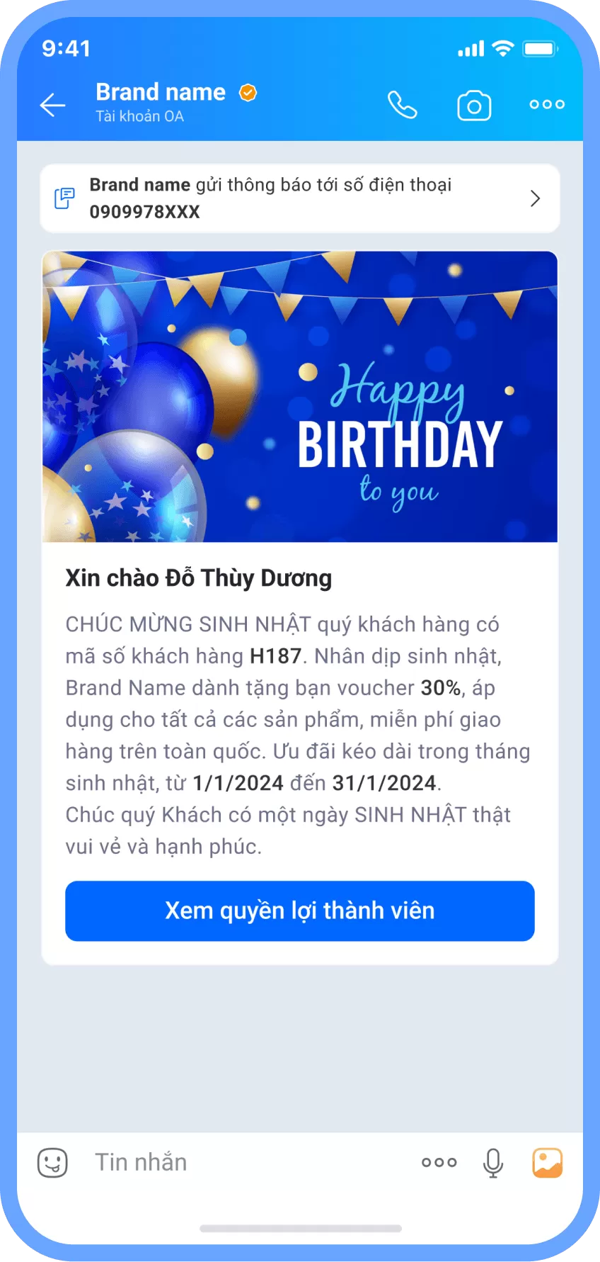 ZNS chăm sóc khách hàng