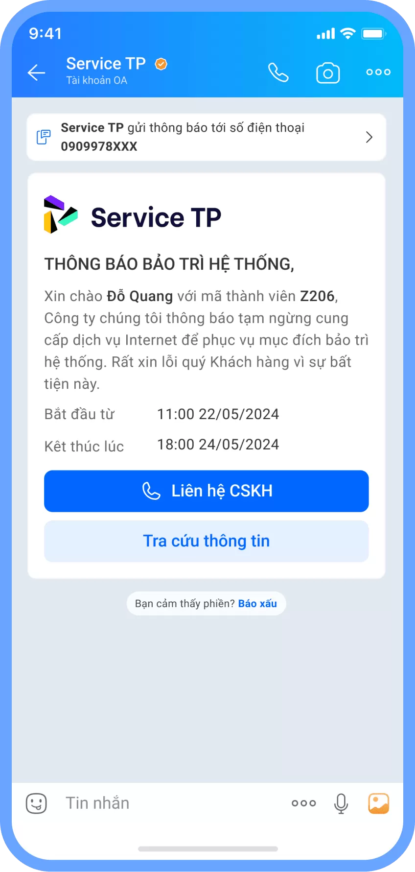 ZNS chăm sóc khách hàng