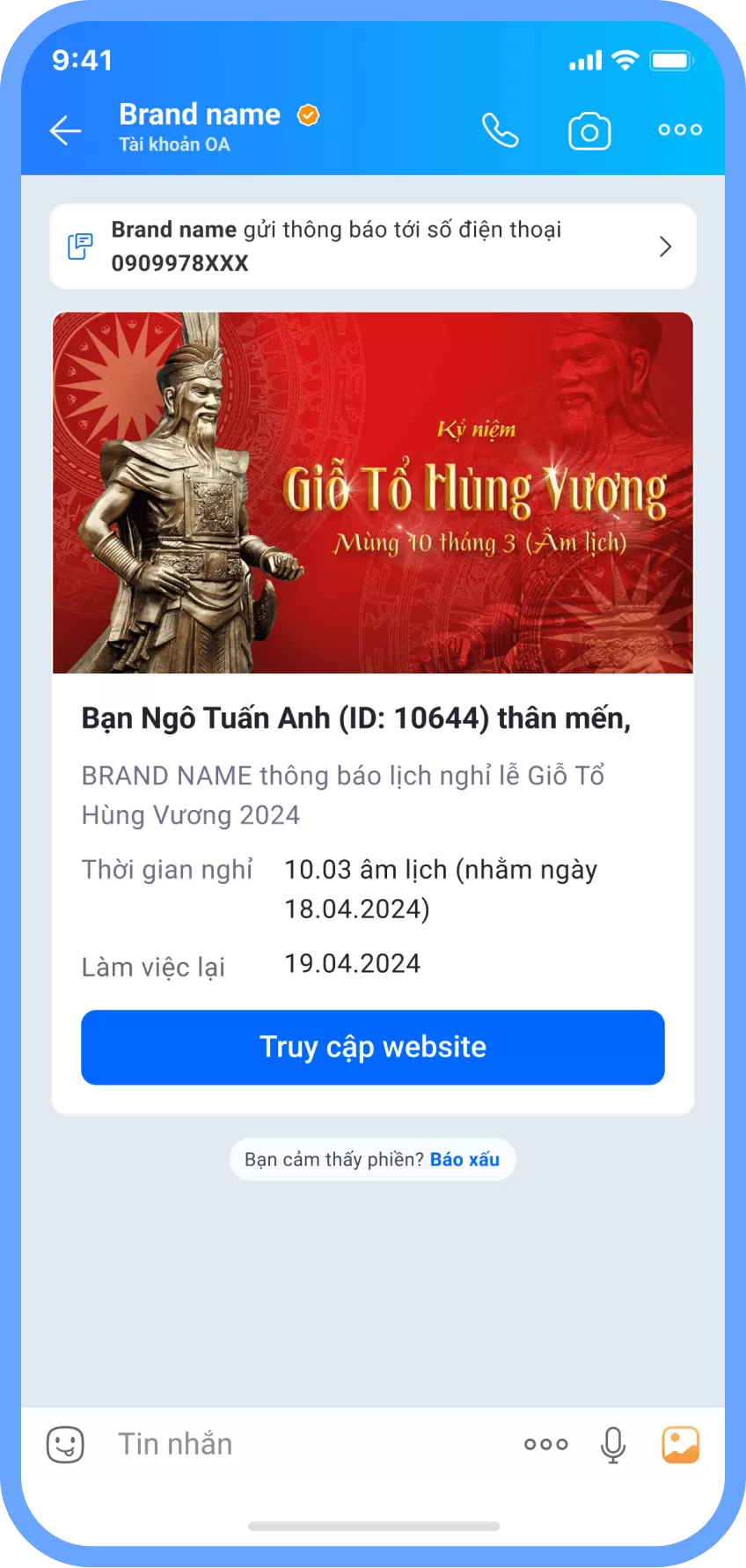 ZNS chăm sóc khách hàng