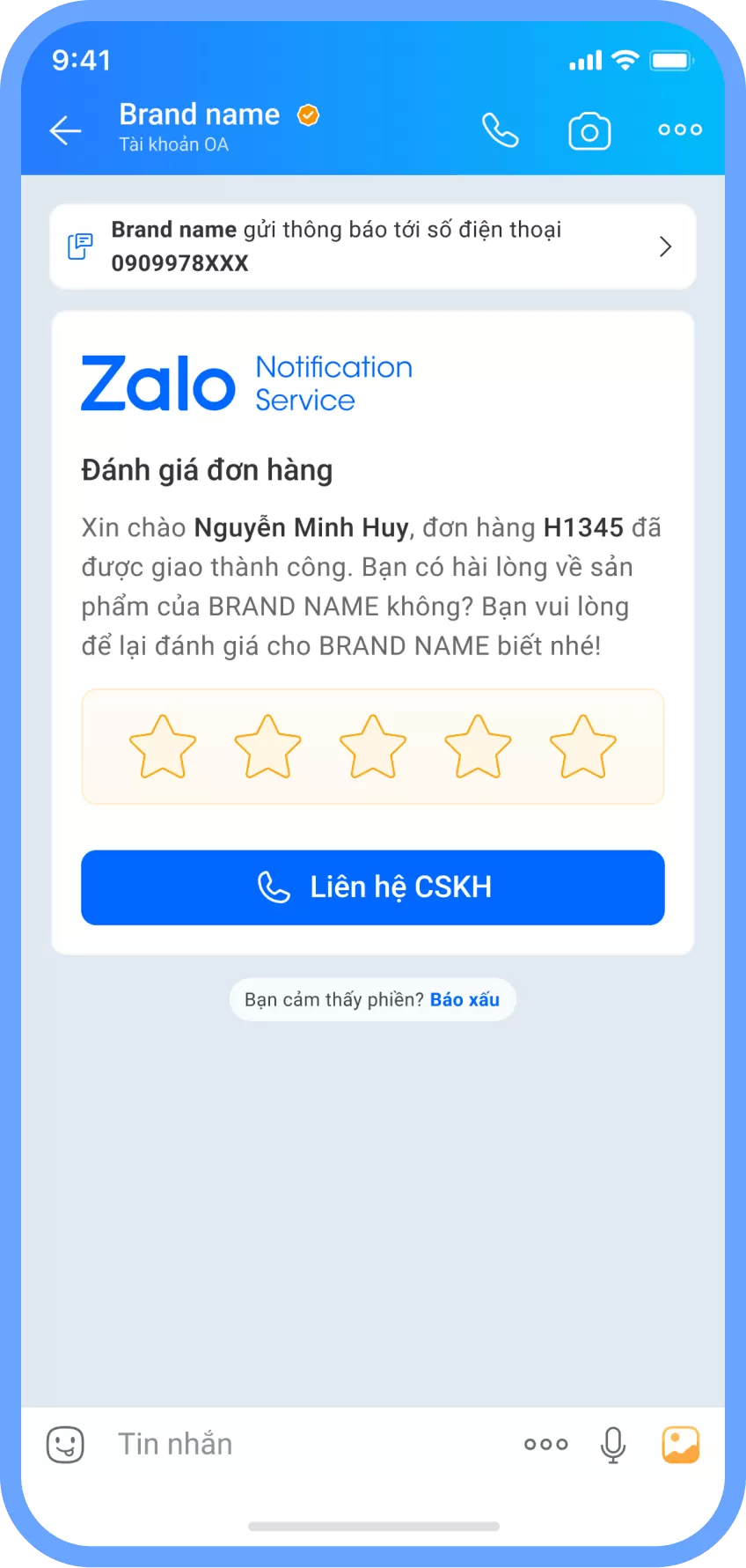 ZNS chăm sóc khách hàng