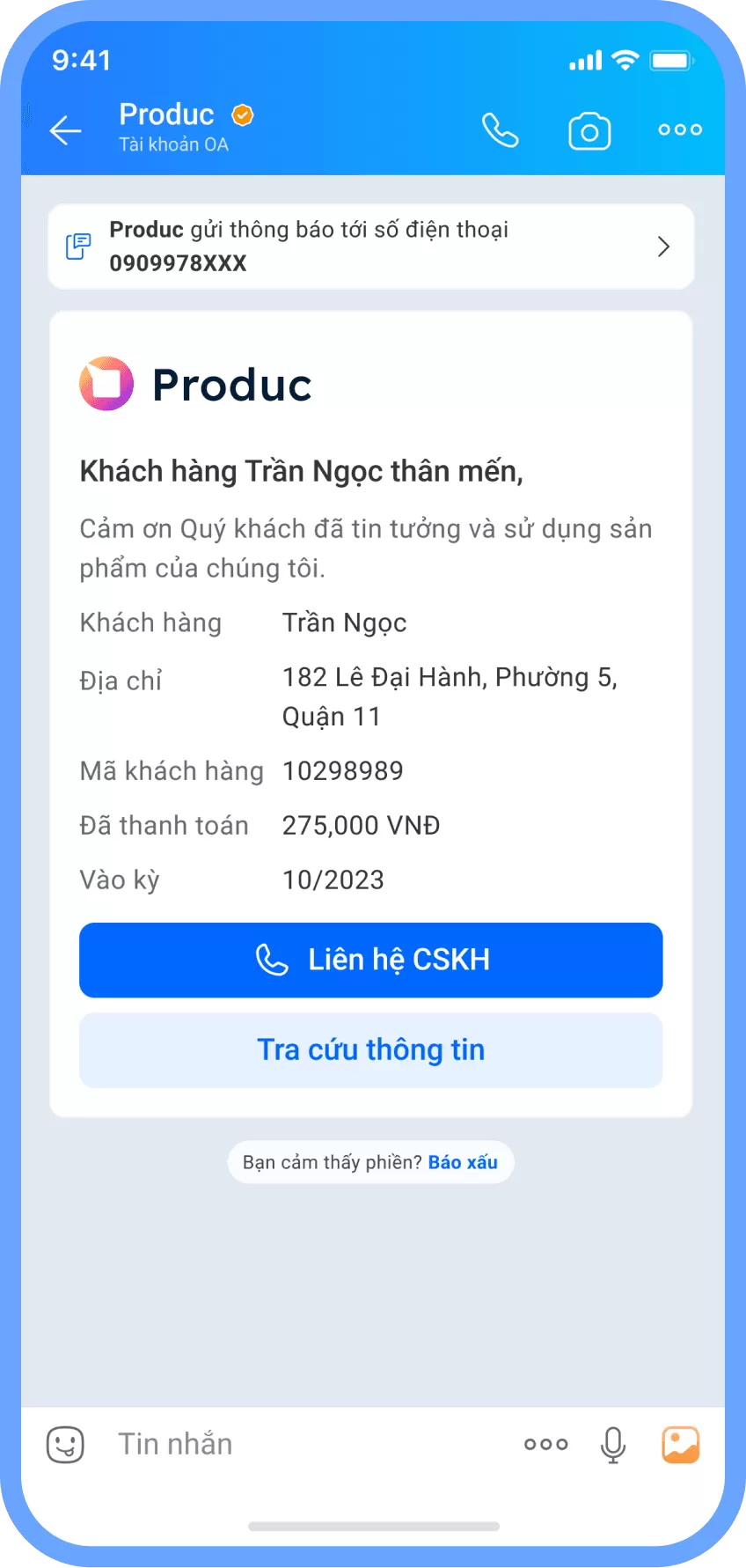 ZNS giao dịch